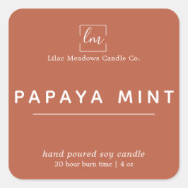 Einfache, moderne Logo-Kerze Quadratischer Aufkleber