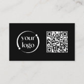 Einfache moderne Logos und QR-Code auf schwarz Visitenkarte (Vorderseite)