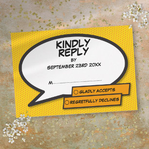 Einfache moderne lustige Sprechblase aus einem Com RSVP Karte
