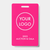 Einfache moderne Magenta-Logo-Auktion VIP-Pass Ausweis (Back)