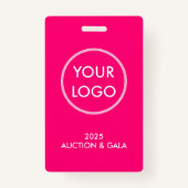 Einfache moderne Magenta-Logo-Auktion VIP-Pass Ausweis (Rückseite)