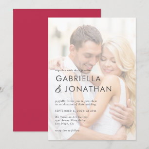 Einfache moderne Magenta Red Wedding Einladung