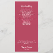 Einfache moderne Magenta Wedding Programm (Rückseite)