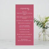 Einfache moderne Magenta Wedding Programm (Stehend Vorderseite)