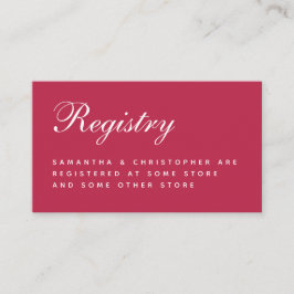 Einfache moderne Magenta Wedding Registry Kalligra Begleitkarte