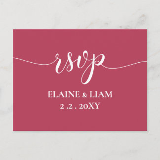 Einfache moderne Magenta Wedding RSVP Einladungspostkarte