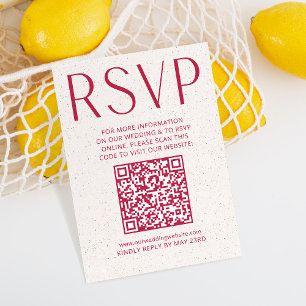 Einfache moderne Magenta Wedding RSVP Online QR Co Karte