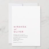 Einfache moderne Magenta White Monogram Wedding Einladung (Vorderseite)