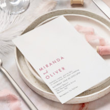 Einfache moderne Magenta White Monogram Wedding