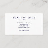 Einfache moderne Marine und Weiß Beruflich Visitenkarte (Rückseite)