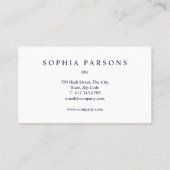 Einfache moderne Marine und Weiß Beruflich Visitenkarte (Rückseite)