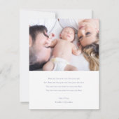 Einfache, moderne, maßgeschneiderte Foto-Geburt Ankündigung (Rückseite)