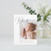 Einfache, moderne, maßgeschneiderte Foto-Geburt Ankündigung (Stehend Vorderseite)