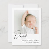 Einfache, moderne, maßgeschneiderte Foto-Geburt Ankündigung (Vorderseite)