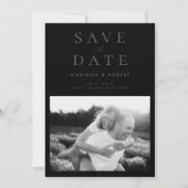 Einfache moderne Matte Black Foto Hochzeit Save The Date (Vorderseite)