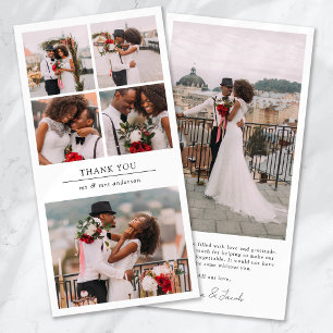 Einfache moderne Mehrbild-Collage-Hochzeit Dankeskarte