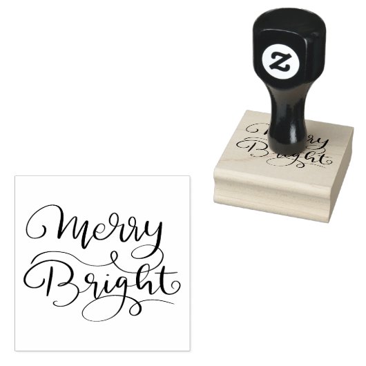 Einfache Moderne | Merry Bright Holiday Script Gummistempel (Stempel)