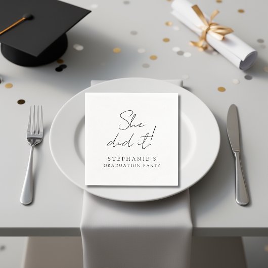 Einfache moderne Minimal-Abschlussfeier Sie hats g Serviette