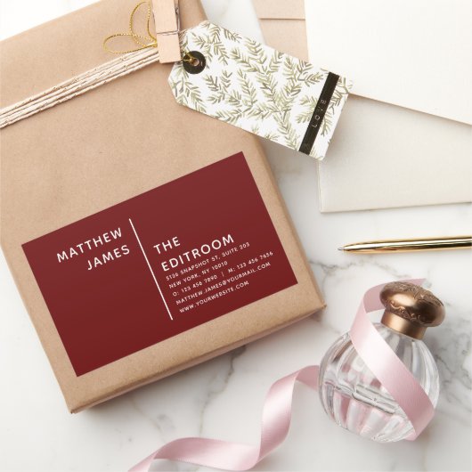 Einfache moderne Minimal Burgundy White Rechteckiger Aufkleber (Schenken)