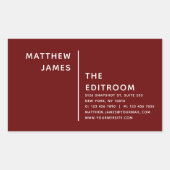 Einfache moderne Minimal Burgundy White Rechteckiger Aufkleber (Vorderseite)