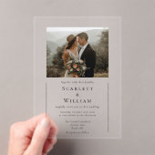 Einfache moderne Minimal Classic Foto Hochzeit Acryleinladungen (Insitu (Handheld))