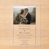 Einfache moderne Minimal Classic Foto Hochzeit Acryleinladungen (Vorderseite)