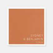 Einfache moderne Minimal Custom Wedding Burnt Oran Serviette (Vorderseite)