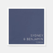 Einfache moderne Minimal Custom Wedding Navy Blue Serviette (Vorderseite)