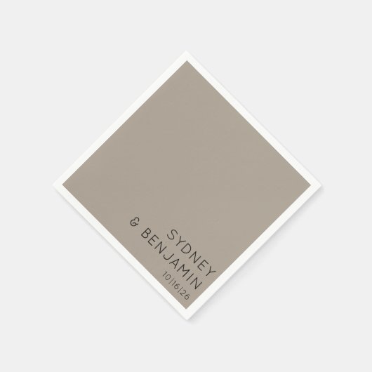 Einfache moderne Minimal Custom Wedding Taupe Serviette (Ecke)