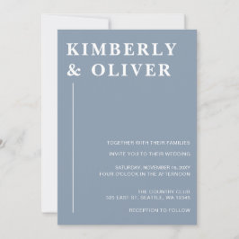 Einfache moderne Minimal Dusty Blue Wedding Einladung