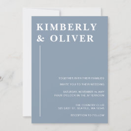Einfache moderne Minimal Dusty Blue Wedding Einladung
