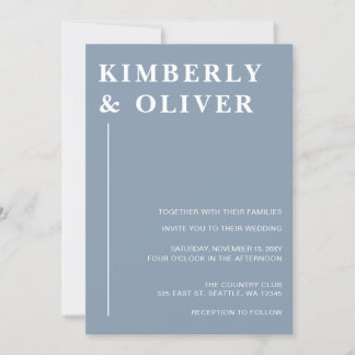 Einfache moderne Minimal Dusty Blue Wedding Einladung