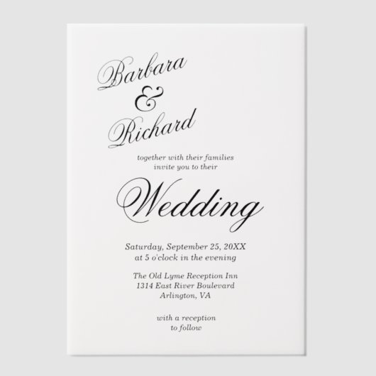 Einfache moderne Minimal Elegante Hochzeit Pergament Einladungen (Vorderseite)