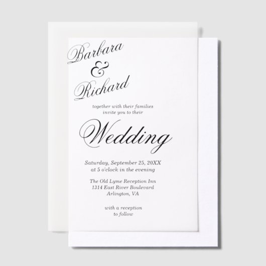 Einfache moderne Minimal Elegante Hochzeit Pergament Einladungen (Versetzt)