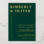 Einfache moderne Minimal Emerald Wedding Folieneinladung (Vorderseite)