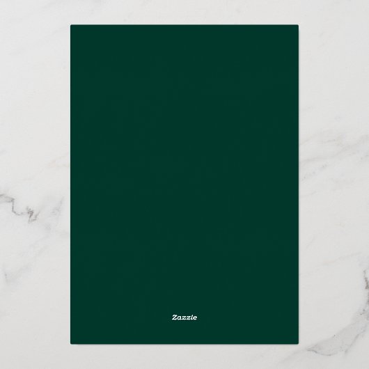 Einfache moderne Minimal Emerald Wedding Folieneinladung (Rückseite)