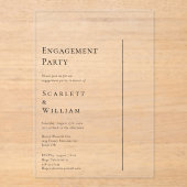 Einfache moderne Minimal-Engagement-Partei Acryleinladungen (Vorderseite)