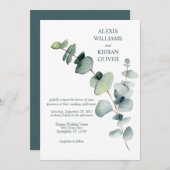 Einfache moderne Minimal-Eukalyptus-Zweigstelle Ho Einladung (Vorne/Hinten)