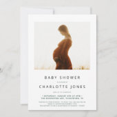 Einfache moderne Minimal Foto Babydusche Einladung (Vorderseite)