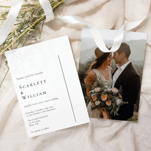 Einfache moderne Minimal-Foto-Hochzeit Einladung