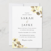 Einfache moderne Minimal Gold Leaf Hochzeit Einladung (Vorderseite)