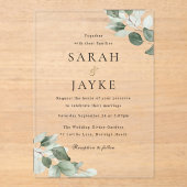 Einfache moderne Minimal Green Leaf Hochzeit Acryleinladungen (Vorderseite)