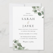 Einfache moderne Minimal Green Leaf Hochzeit Einladung (Vorderseite)