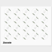 Einfache moderne Minimal Green Leaf Hochzeit Runder Aufkleber (Blatt)