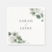 Einfache moderne Minimal Green Leaf Hochzeit Serviette (Vorderseite)