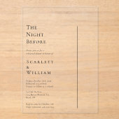 Einfache, moderne Minimal-Hochzeit am Vorabend Acryleinladungen (Vorderseite)