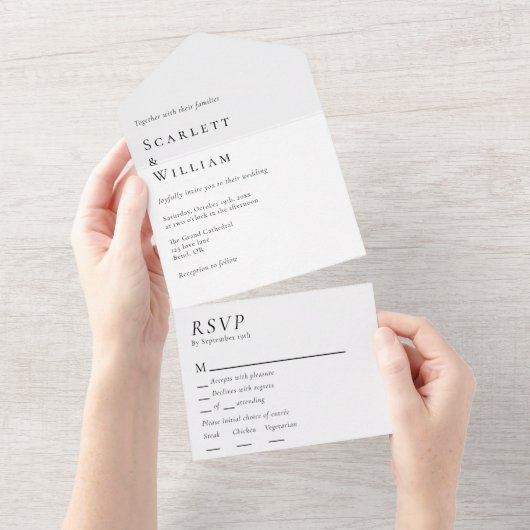 Einfache moderne Minimal-Menüauswahl UAWG Wedding All In One Einladung (Abreißen)