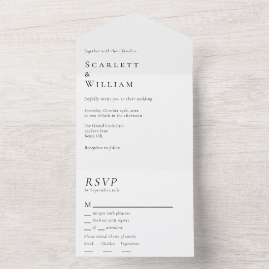 Einfache moderne Minimal-Menüauswahl UAWG Wedding All In One Einladung (Innen Boden)