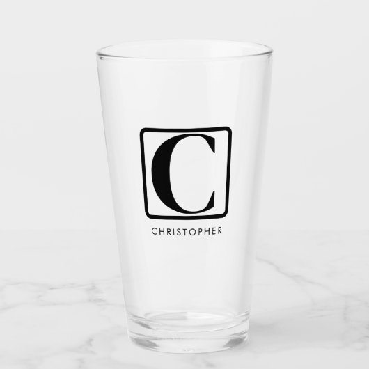 Einfache moderne Minimal Monogram Individuelle Nam Glas (Vorderseite)