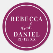 Einfache, moderne Minimal Monogram Wedding Runder Aufkleber (Vorderseite)